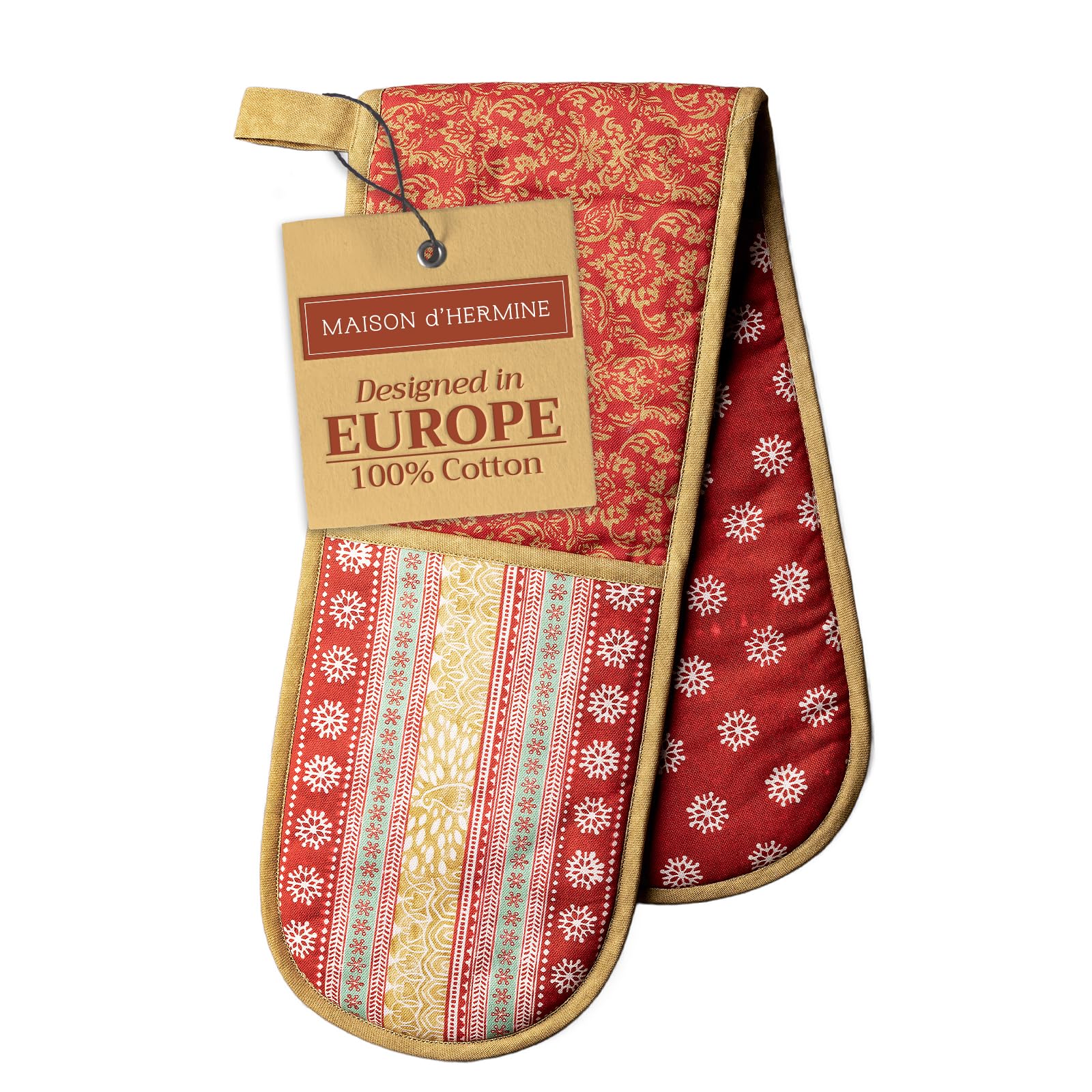 Maison d' Hermine Double Oven Mitts 100% Cotton Double Oven Glove (7"x35")