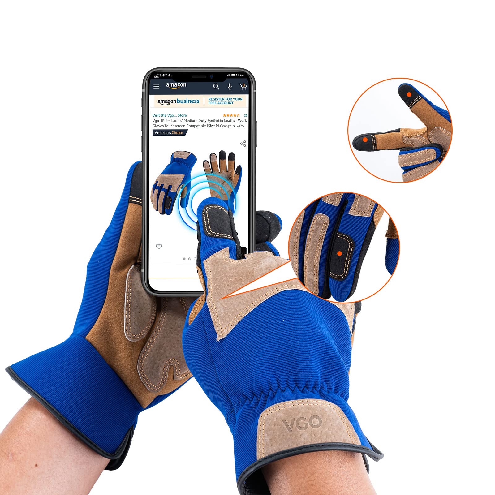 Vgo... 1-Pair Gardening Gloves Men, Safety Work Gloves, Puncture-proof, Thornproof, Touchscreen (Orange,XXL,SL7475)