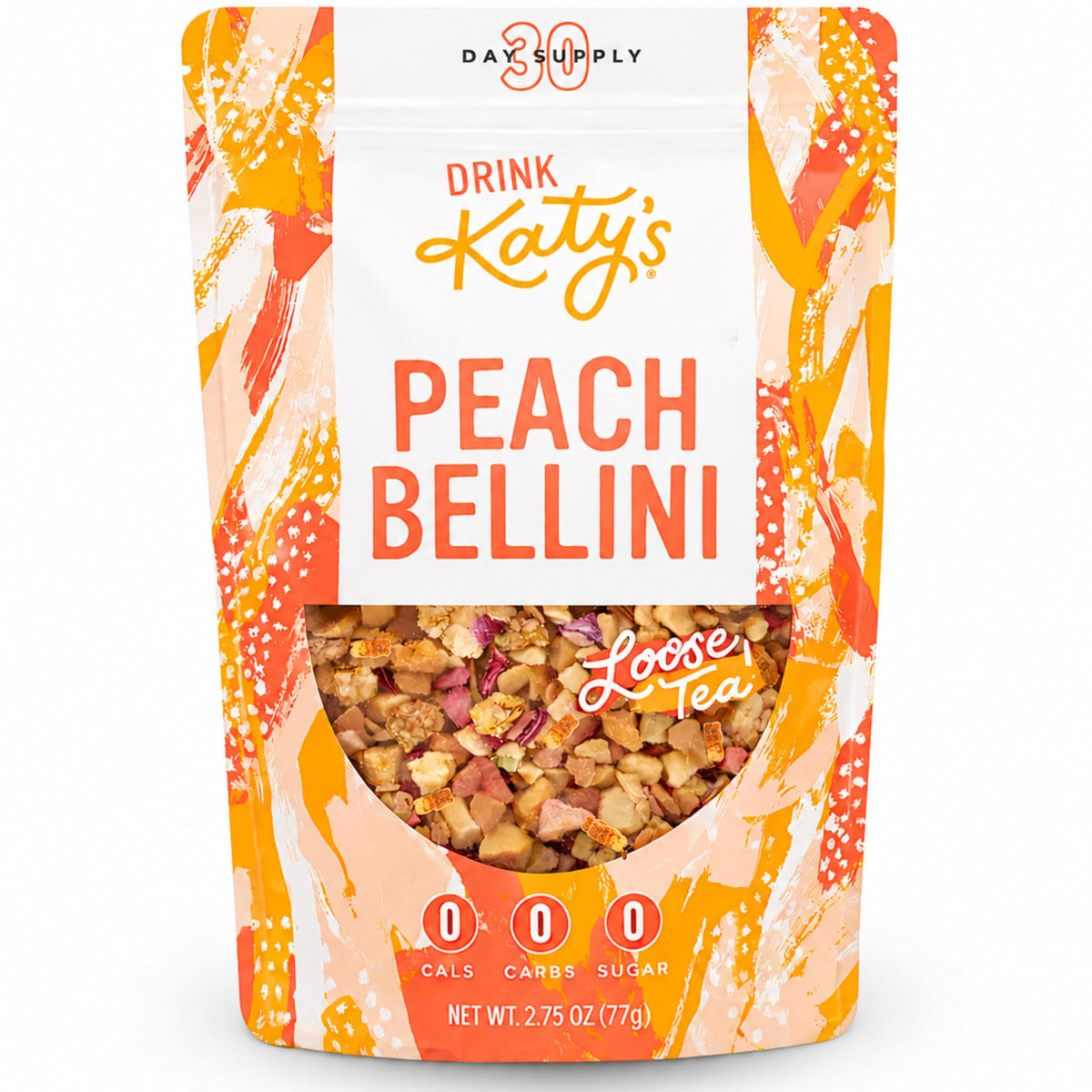Katy’s Peach Bellini Loose Tea - Apple, Peach & Mango - Light Herbal Fruit Tea, Caffeine-Free, Sugar-Free - Hot or Iced Tea - 30+ Cups