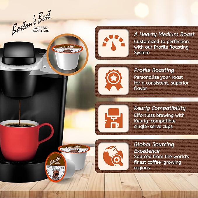 Boston’s Best - Brownie Toffee Flavored Delicious Gourmet Coffee Compatible with Keurig Coffee Maker, 1 Count (42 Single Serve Medium Roast Cups)