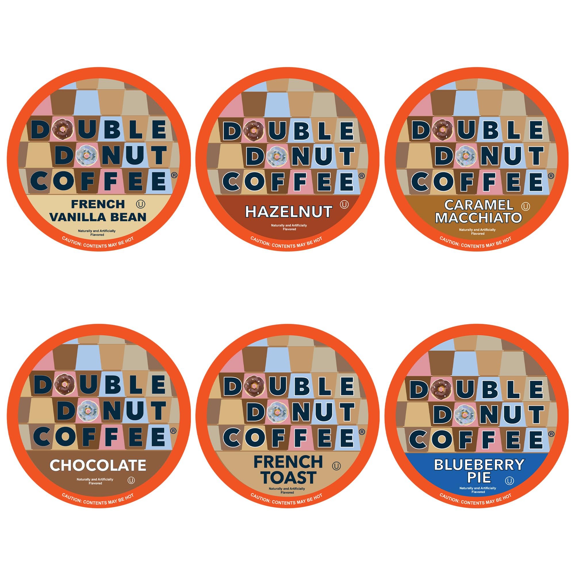 Double Donut Coffee Flavored Coffee Variety Pack with Recyclable Single Serve Flavored Coffee Pods, for Keurig K Cups Coffee Makers, from Double Donut Coffee, 72 Count