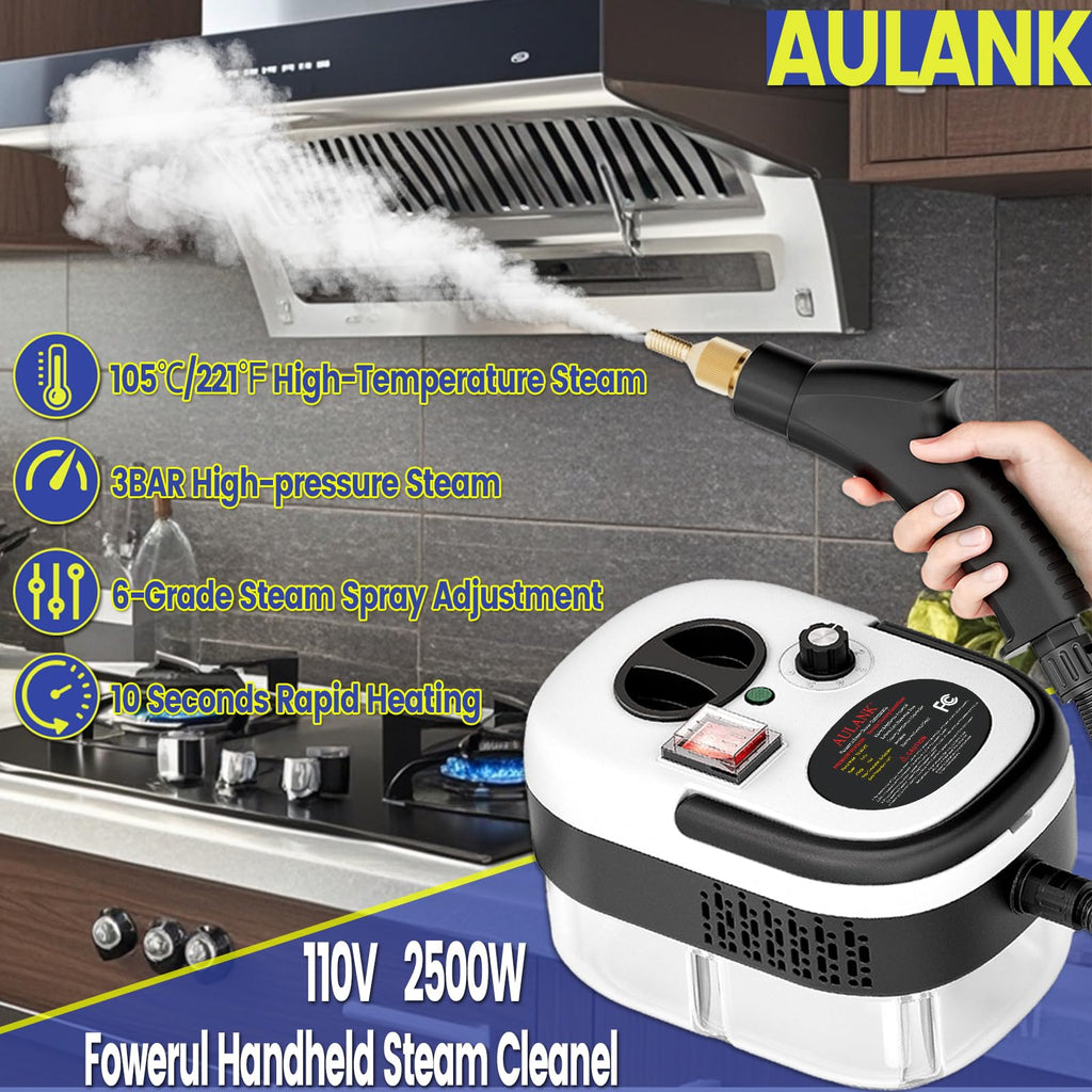 Steam Cleaner, Portable Pressurized Steamer for Cleaning with 14pcs Accessories, 6-Level Adjustable,15s Heat-Up, Handheld Steam Cleaner for Home, Tile, Dirt, Grout, Grease, Car Detailing (03-White)
