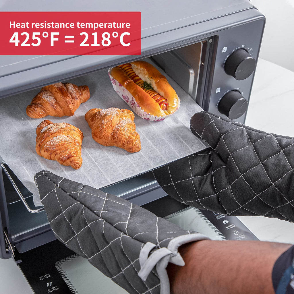 ARCLIBER Black 15" 425°F Terry Oven Mitts Quilted Heat Resistant