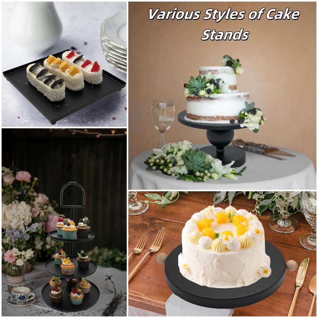 Set of 7 Black Cake Stands Metal Dessert Display Holder Table Decor