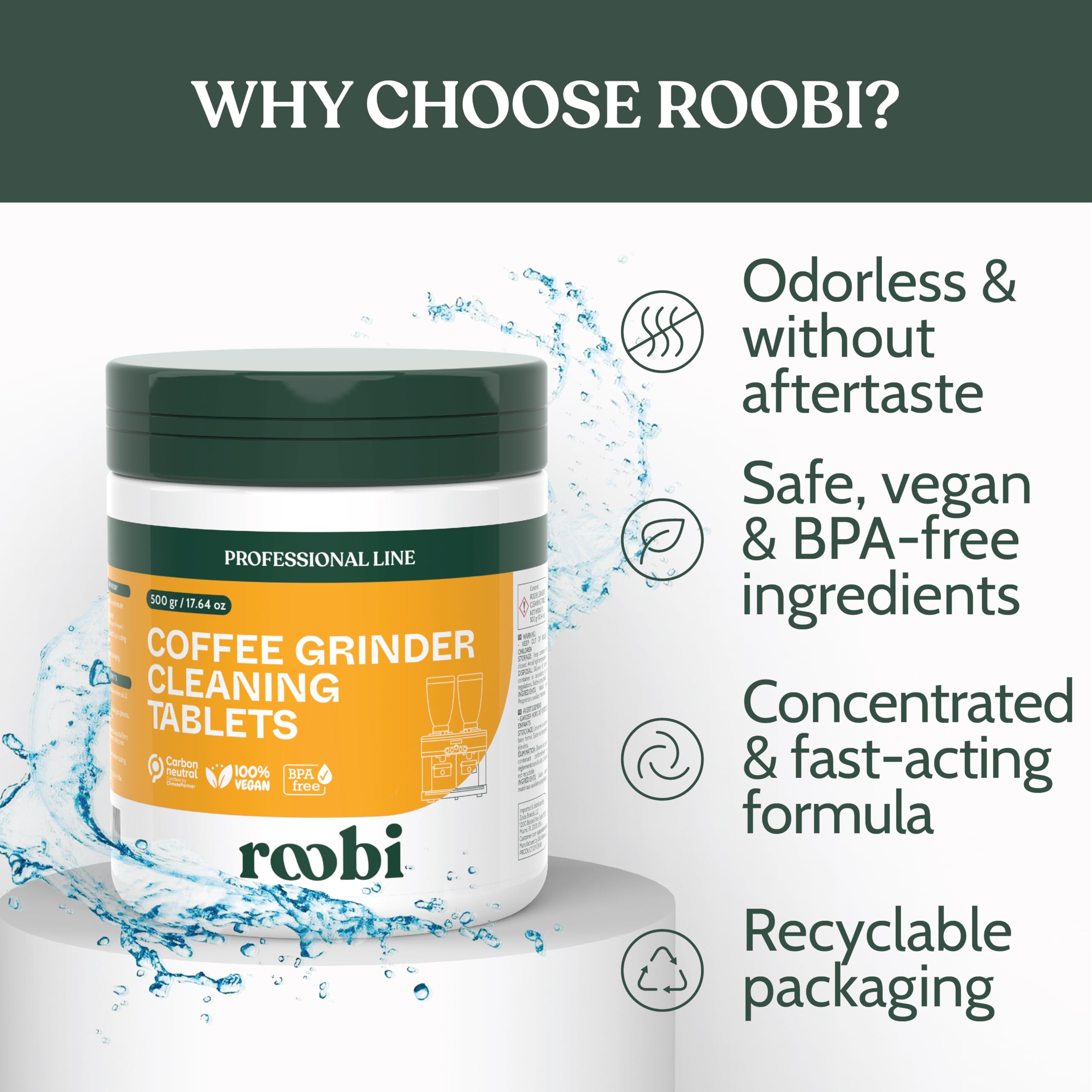 Roobi Professional Coffee Grinder Cleaning Tablets