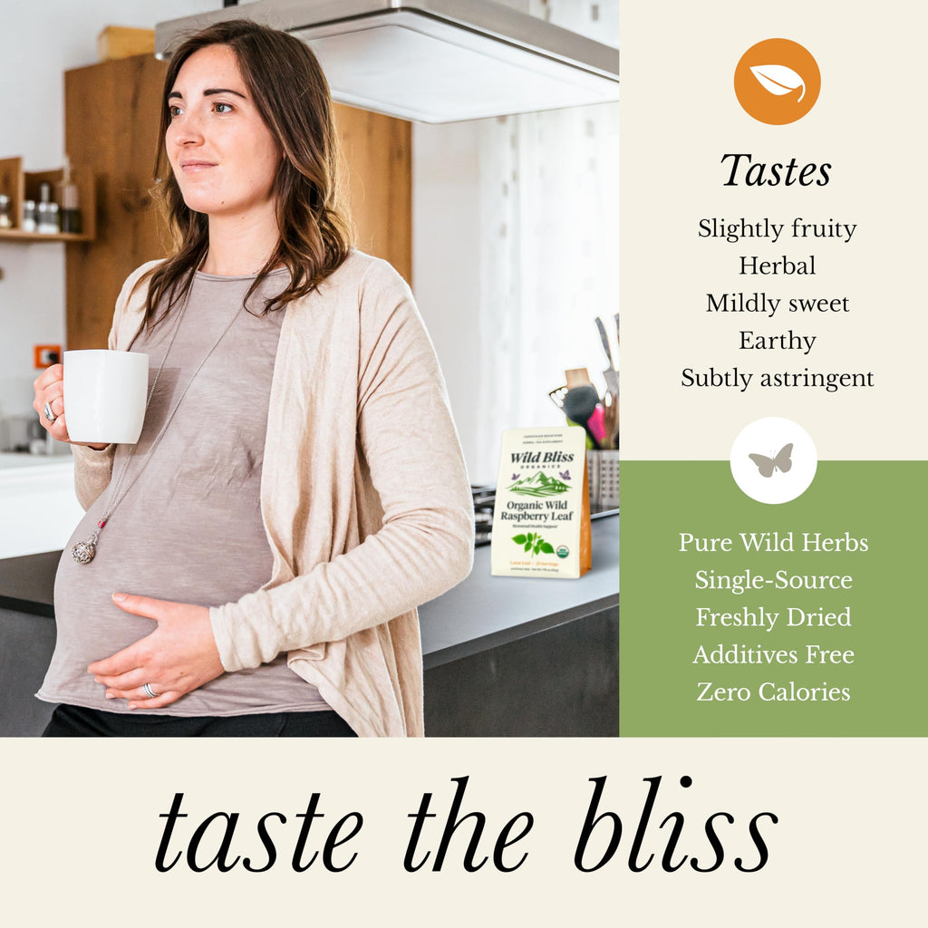 Wild Bliss Organic Red Raspberry Leaf Tea for Pregnancy and Menstrual Support - Loose Leaf Herbal Tea - 1.76 Oz - 25 Servings