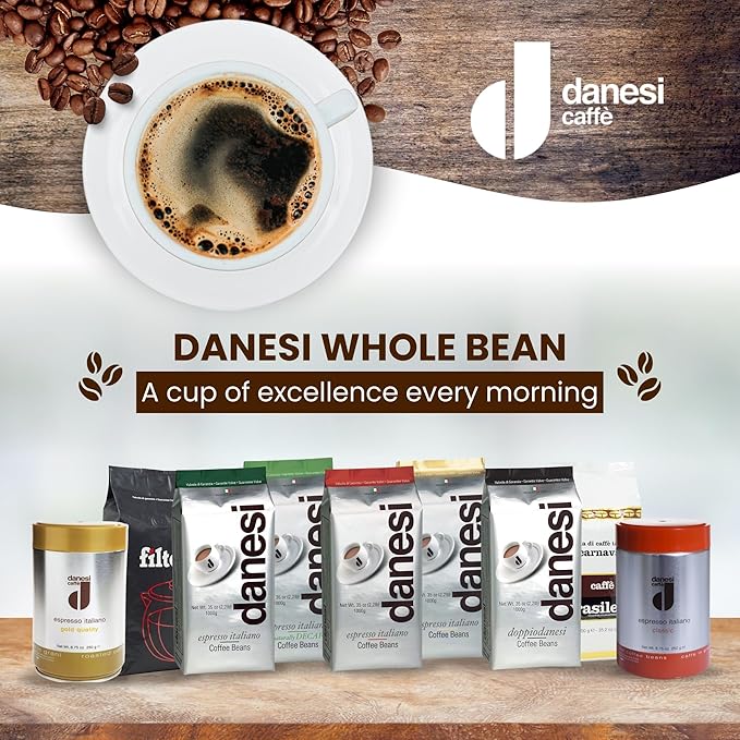 Danesi Caffe Italian Whole Coffee Beans - Espresso Coffee Beans and Medium Roast Whole Bean - Perfect for Espresso Machines, French Press, and Home Brewing - Emerald (2.2 lb)