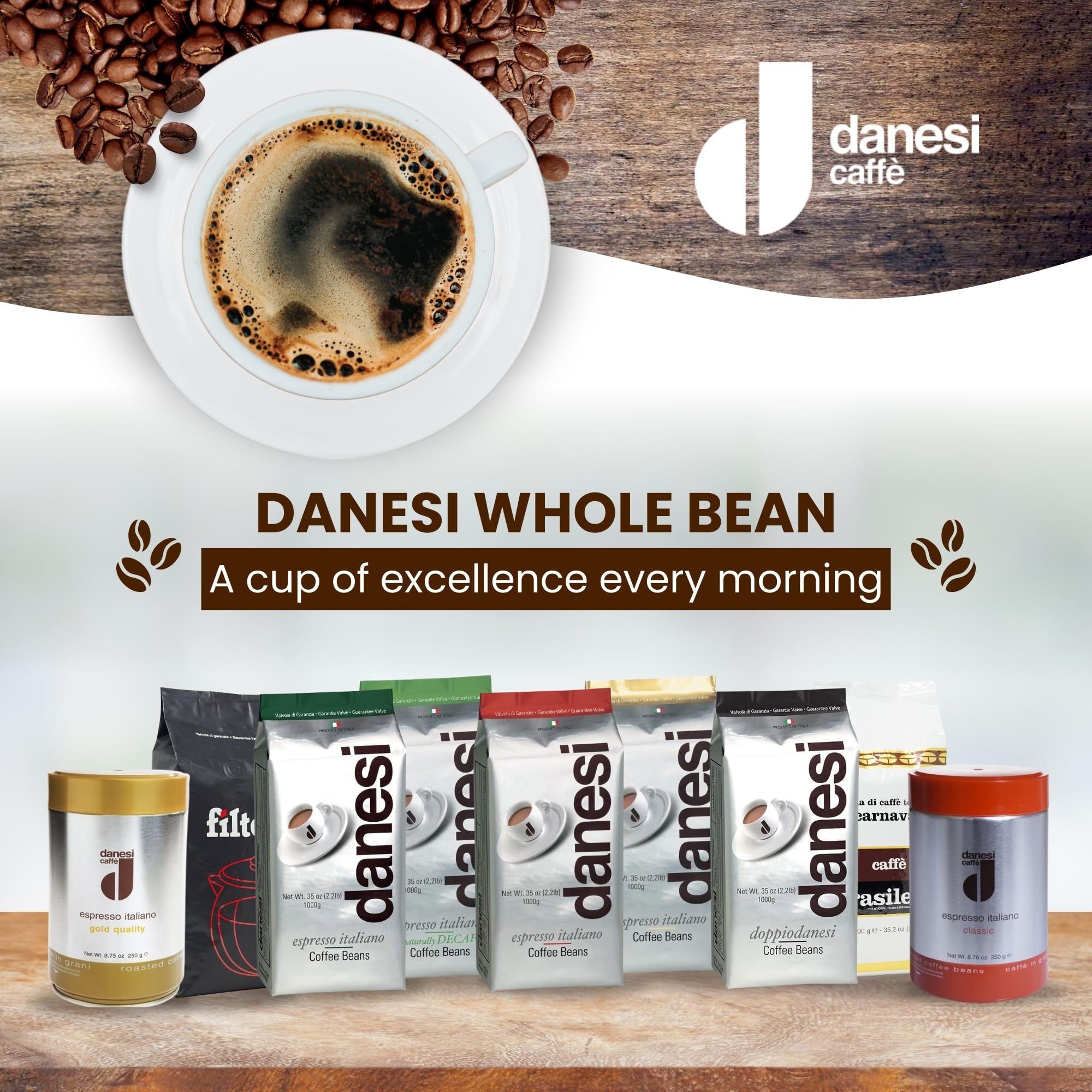 Danesi Caffe Gold Whole Bean Coffee, Medium Roast (8.75 oz)