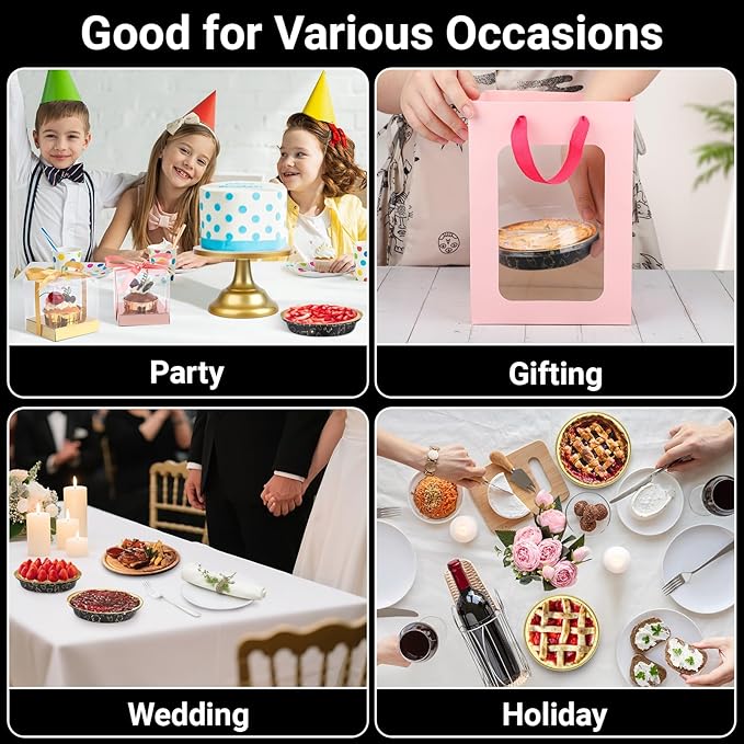 EUSOAR Aluminum Pans with Lids, 25pcs 10oz/275ml Black/Gold Cake Containers Baking Cups, Muffin Liners Foil Ramekins Cupcakes Liners Bread Pudding Round Holders Cups for Wedding Birthday Party