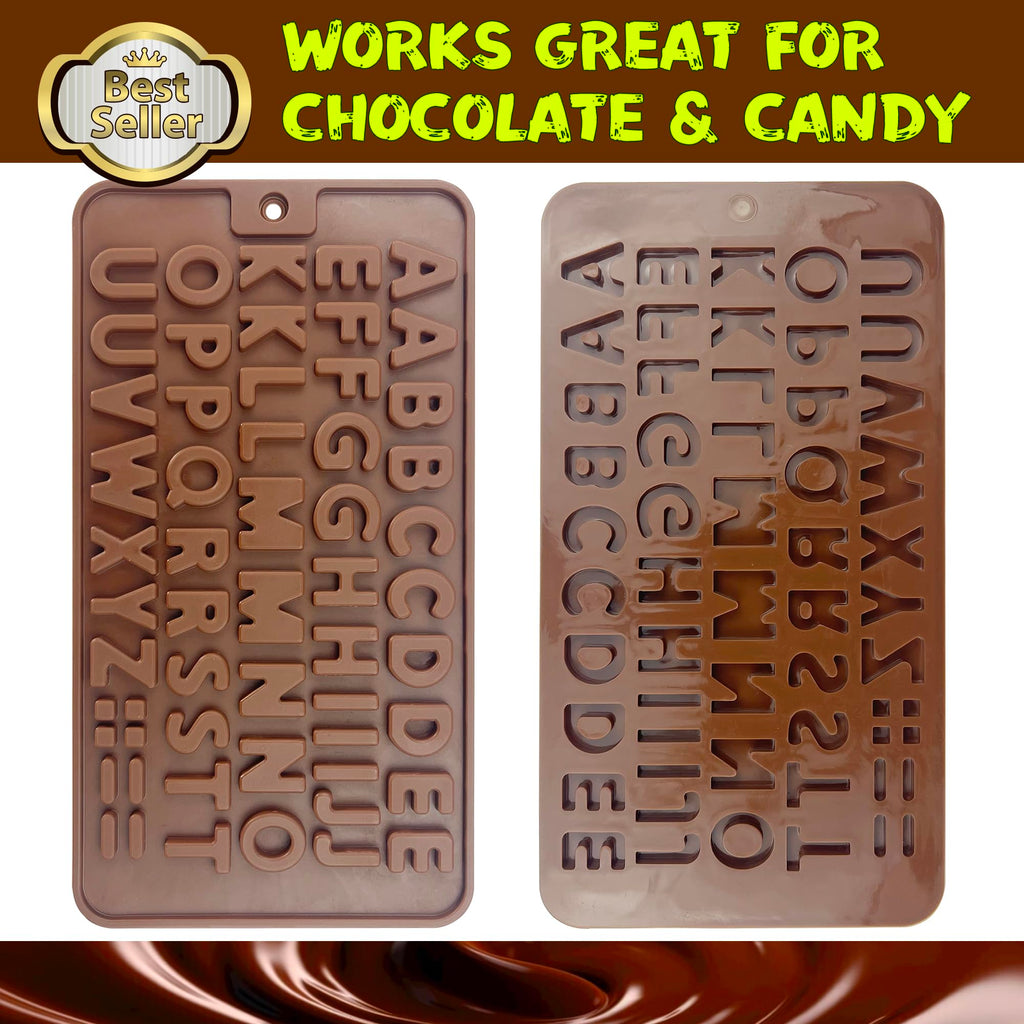 RUGVOMWM Silicone Letter Mold Chocolate Molds - Non-Stick Letter Chocolate Mold, Made of Food Grade Silicon, Perfect for Cake Decoration, Candy, Chocolate, Birthday Party - 4 Pack