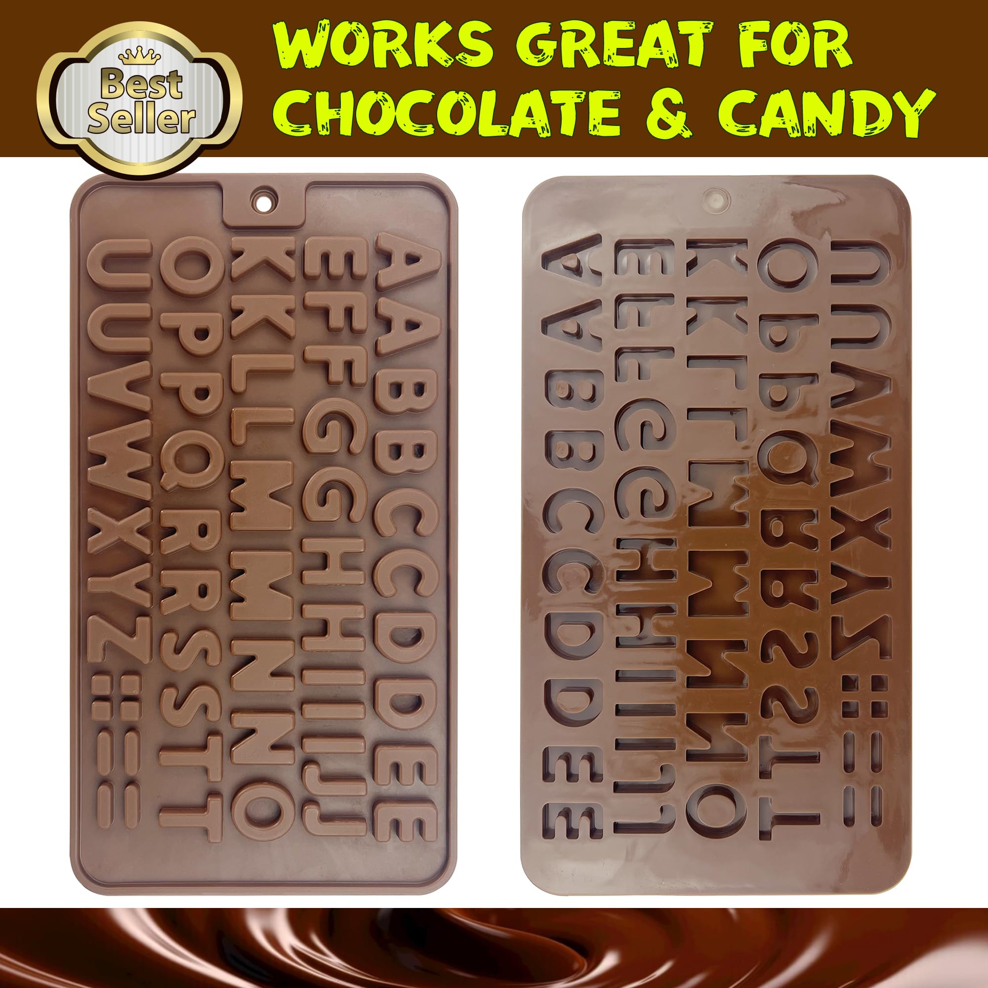RUGVOMWM Silicone Letter Mold Chocolate Molds - Non-Stick Letter Chocolate Mold, Made of Food Grade Silicon, Perfect for Cake Decoration, Candy, Chocolate, Birthday Party - 4 Pack