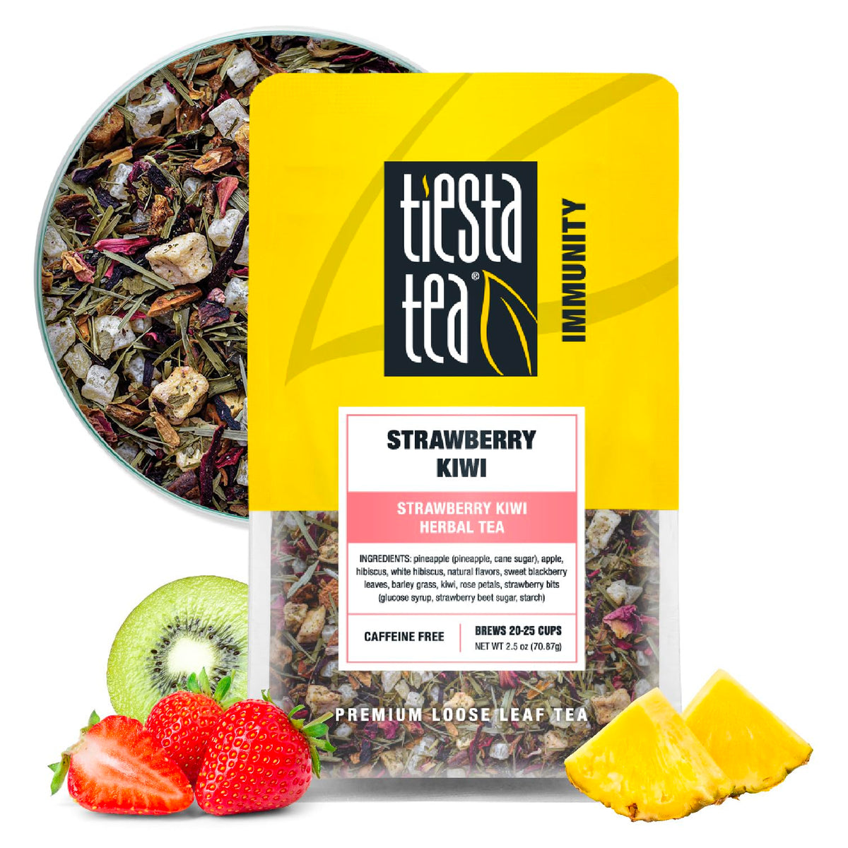 Tiesta Tea Strawberry Kiwi Herbal Tea Loose Leaf Fruit Tea Blend 16oz