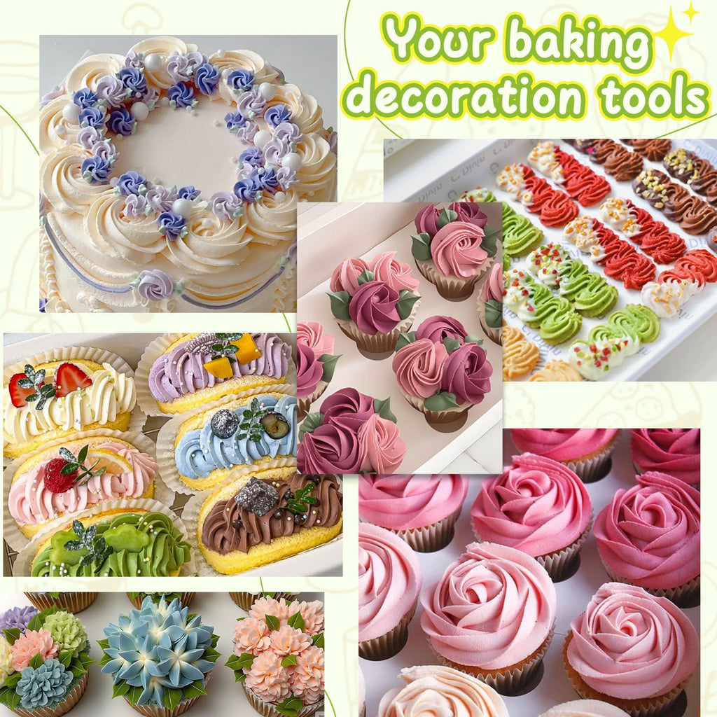 Hendiy 3pcs 2D Cake Piping Tips with 20 Piping Bags