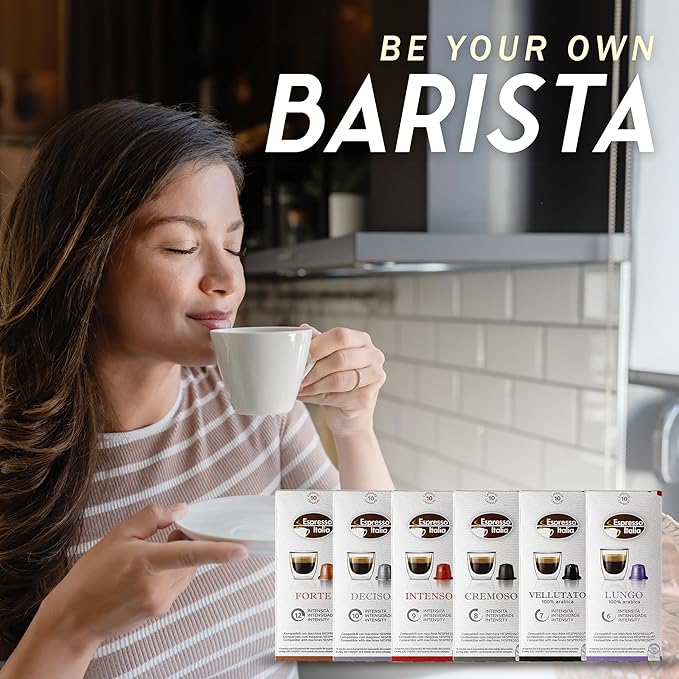 ESPRESSO ITALIA - 100 FORTE Intensity 12. Coffee capsules compatible with Nespresso Original Line Machines, Italian Coffee Pods for Ristretto and Expresso