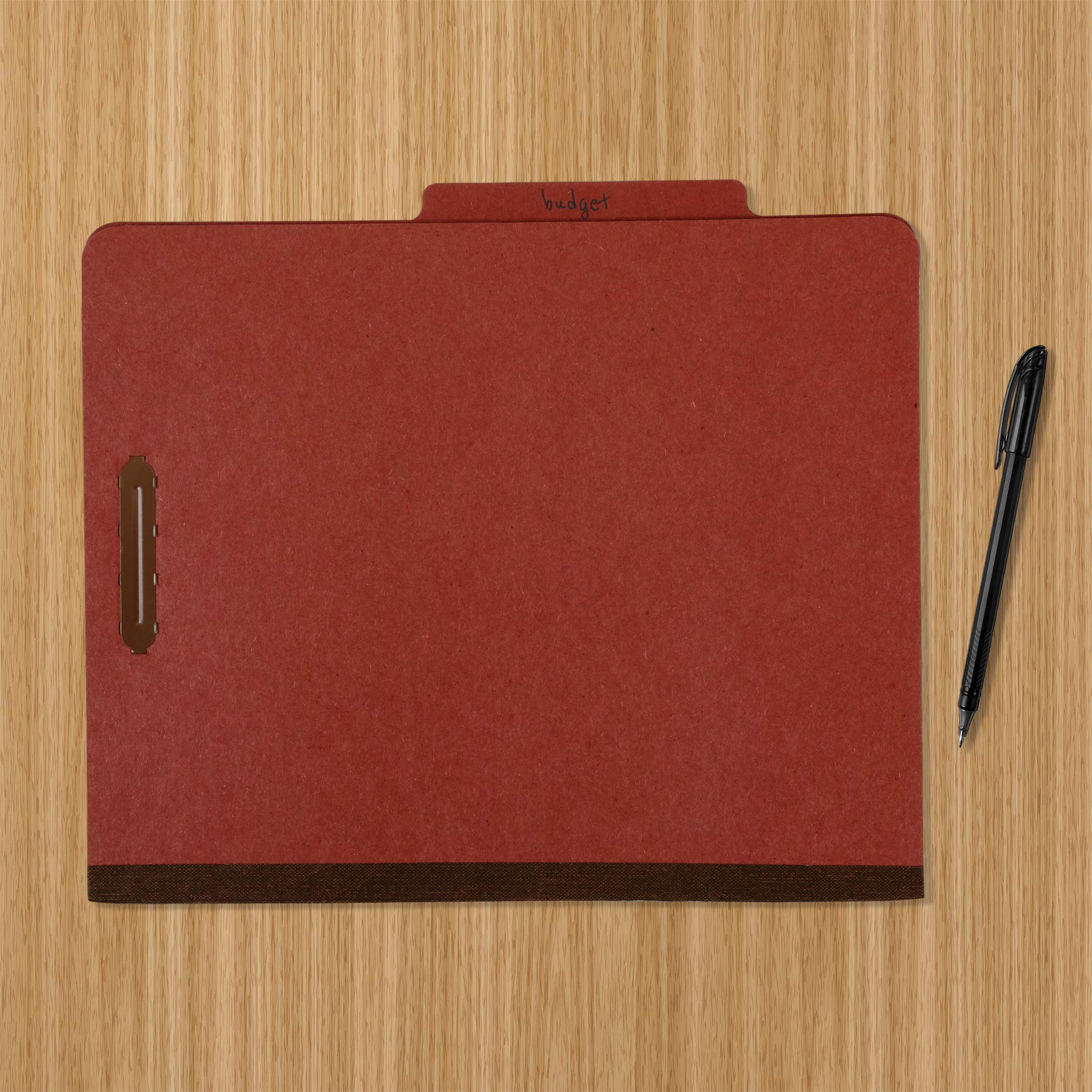 Amazon Basics Classification File Folder, 1 Divider, 2" Embedded Fasteners, Letter Size, 100% Recycled Material, Red, 10 Count