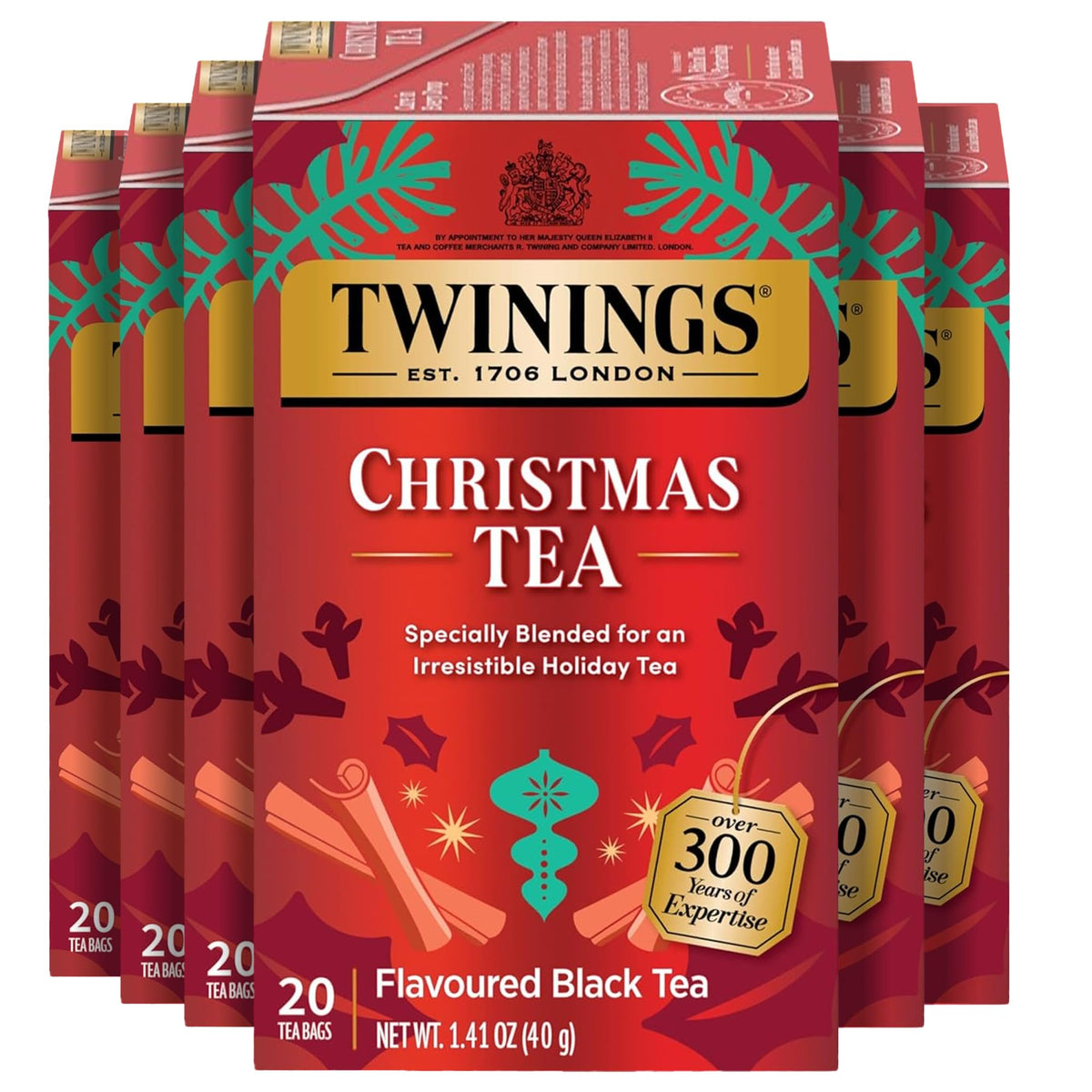 Twinings English Breakfast Black Tea Individually Wrapped Bags, 20 Count (Pack of 6), Flavourful, Robust, Caffeinated, Enjoy Hot or Iced, 120 Teabags