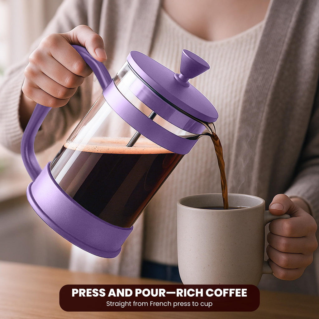 Utopia Kitchen 12 Ounce 0.35 Liter French Press Coffee Maker, Tea Maker, Travel Coffee Presses, Heat Resistant Thickened Borosilicate Coffee Pot for Camping Travel Gifts, Plum Pack of 1