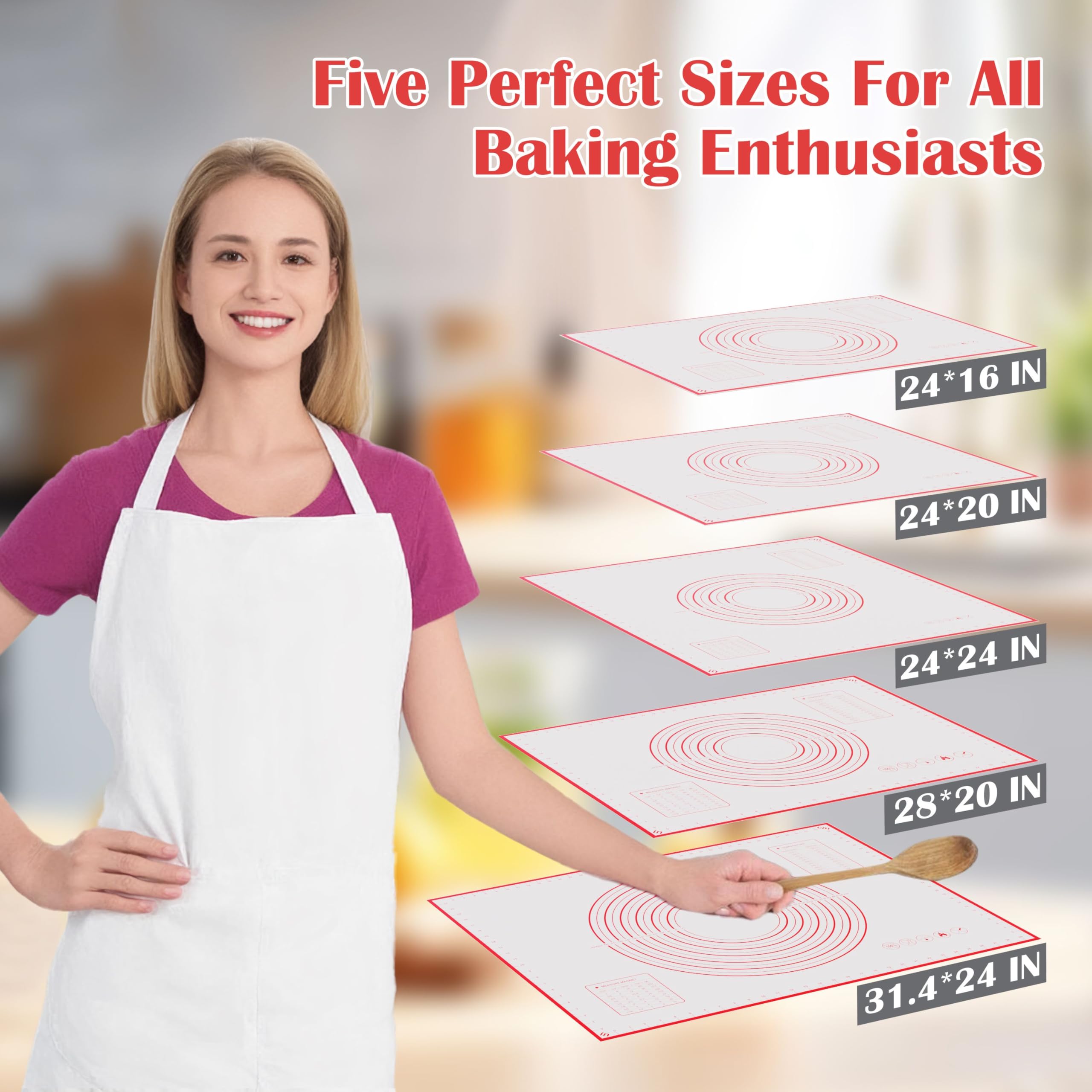 BlueBark 2 PCS - 24"L x 20"W Non-stick Silicone Baking Mat for Pastry & Dough, Sourdough Bread Making Tools, Kitchen Counter, Cooking Enthusiasts