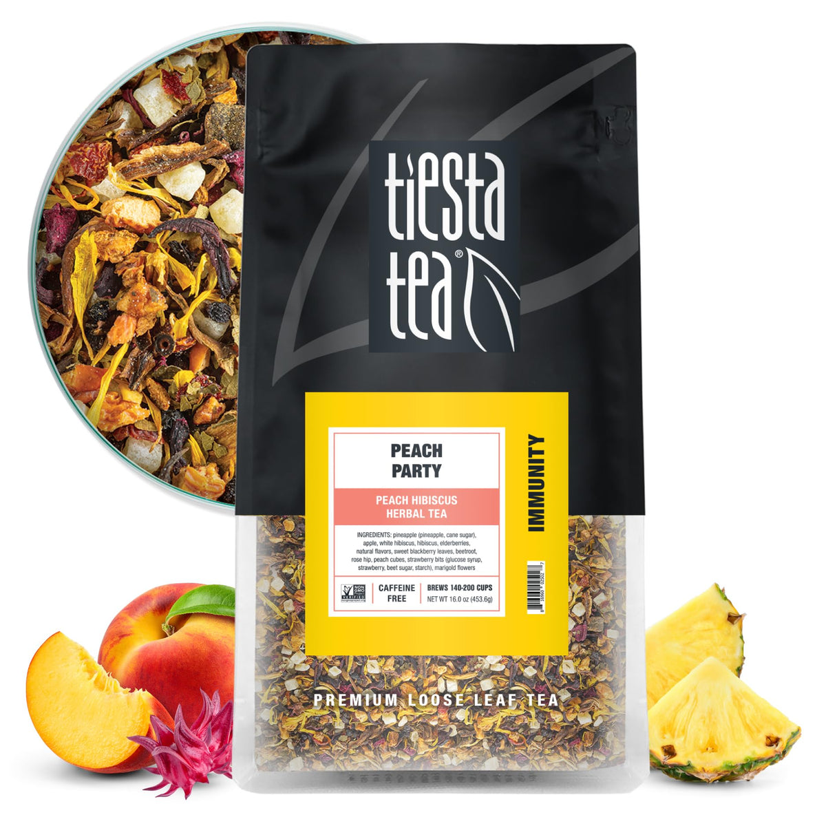 Tiesta Tea Strawberry Kiwi Herbal Tea Loose Leaf Fruit Tea Blend 16oz