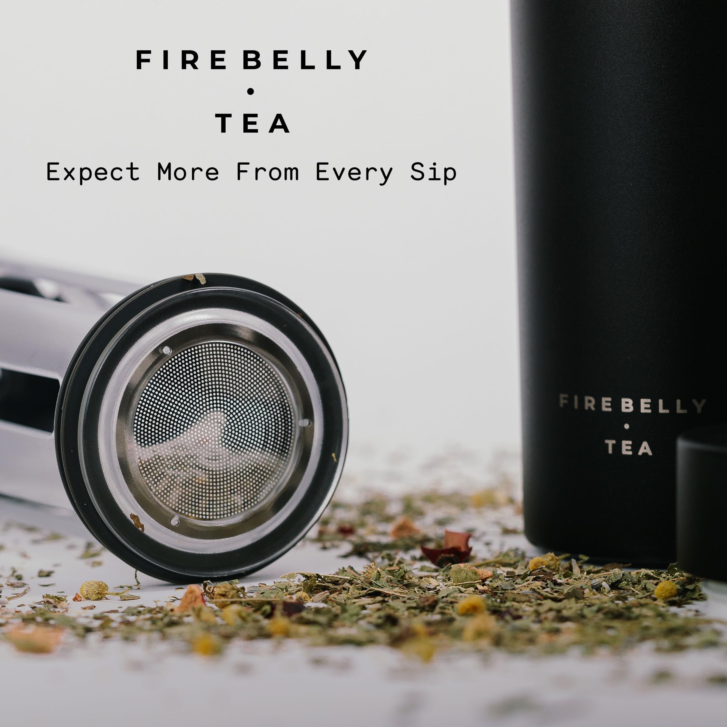 Firebelly Tea, Travel Tea Infuser Mug with Strainer, Insulated Tumbler for Loose Leaf Tea or Coffee, Leakproof Bottle for Hot or Iced Drinks, Stainless Steel Thermos with Lid, Forest