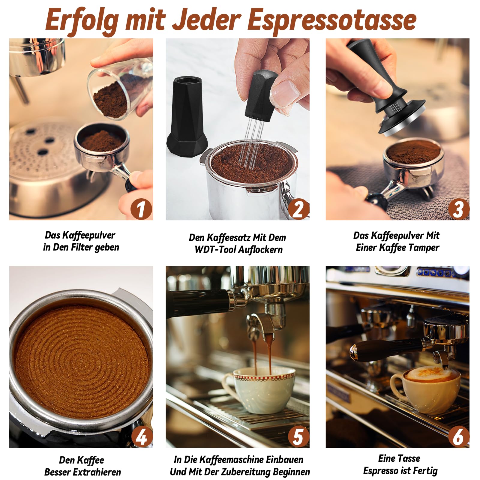 58mm Espresso Accessories Kit, Espresso Tamper Tools, 58mm Tamper with Espresso Distribution Tool and Silicone Tamper Mat, Coffee Tamper Set, Espresso Machine Accessories for 58mm Portafilters