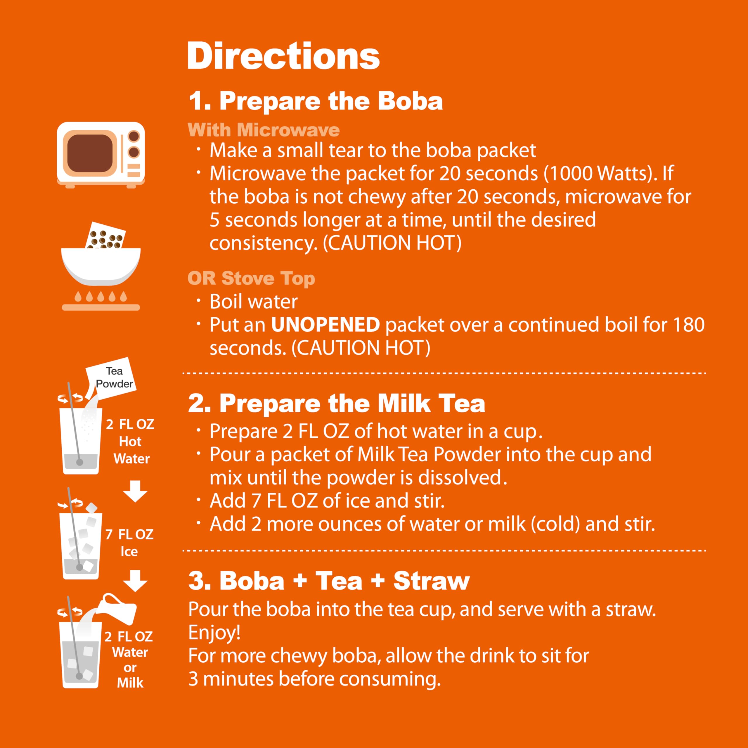 JWAY Instant Thai Milk Boba Tea Kit with Authentic Brown Sugar Tapioca Boba Pearls, Bubble Milk Tea Boba Set, Ready in Under 1 Minute, Paper Straws Included, 3 Servings