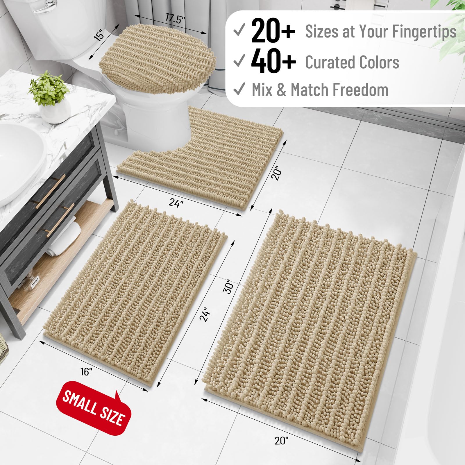 Arotive Bathroom Rugs Mat 70x24, Soft Absorbent Chenille Shaggy Bath Mat