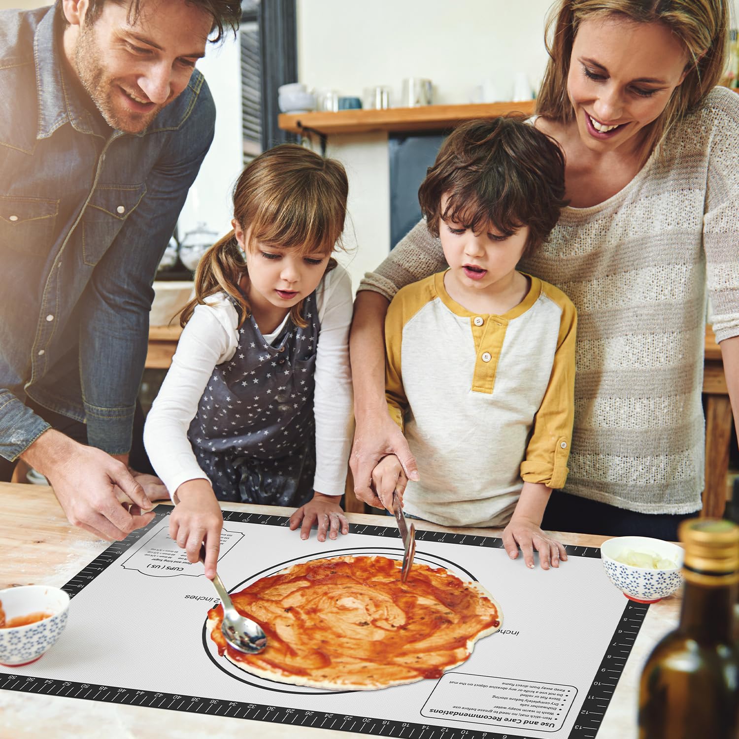 Silicone Dough Mat, Macaron Cookie Pizza Baking Mat for Oven, Non Stick Pastry Mat for Rolling Dough Non Slip, Bread Mat for Kneading, Reusable