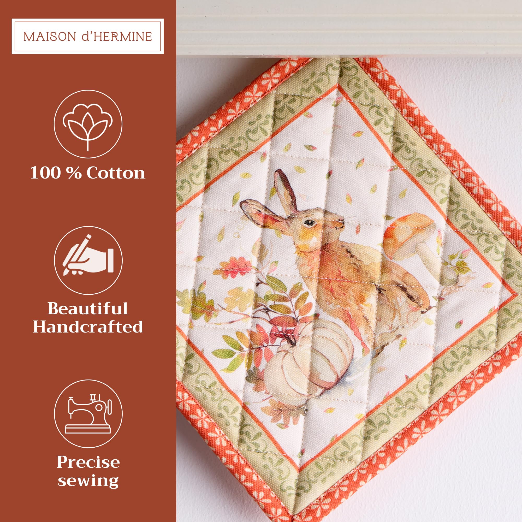 Maison d' Hermine Pot Holders 100% Cotton Potholders (8" x 8", Pack of 2)