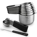 Spring Chef Magnetic Measuring Cups & Spoons Set (Patent Pending), Strong N45 Magnets, Heavy Duty Stainless Steel Fits in Spice Jars for Baking & Cooking, BPA Free, Round Set of 15 with Leveler, Black