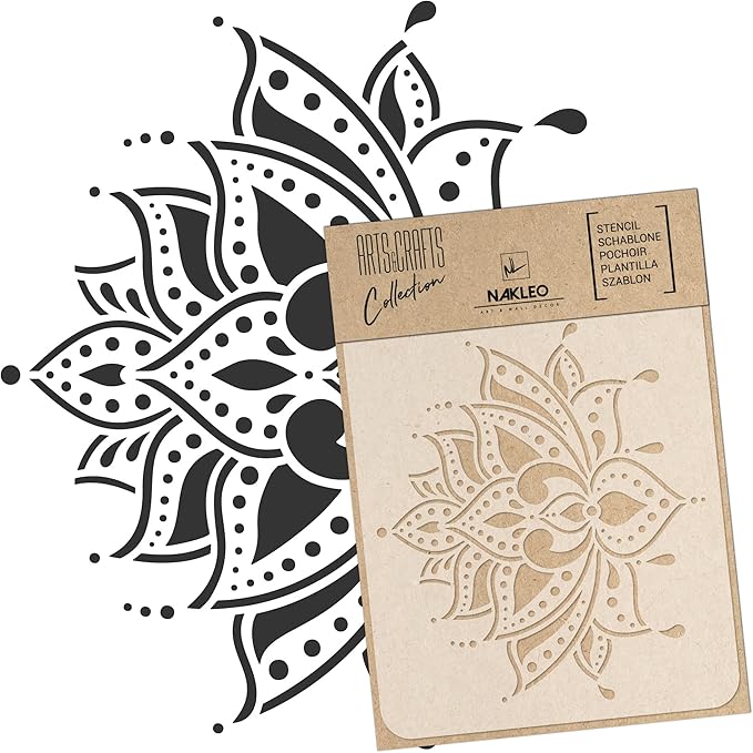 NAKLEO Painting Stencil for Crafts A5 5.9” x 8.3”, Flowers Frame Floral Pattern, Reusable Plastic DIY & Scrapbooking Drawing Template, Decoupage Art Home Decor, Wall Wood Fabric Furniture