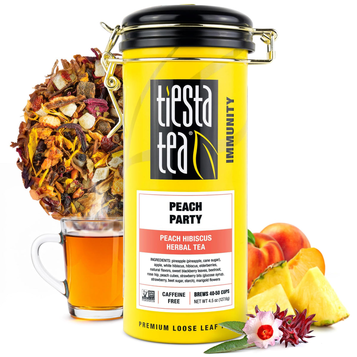 Tiesta Tea Strawberry Kiwi Herbal Tea Loose Leaf Fruit Tea Blend 16oz