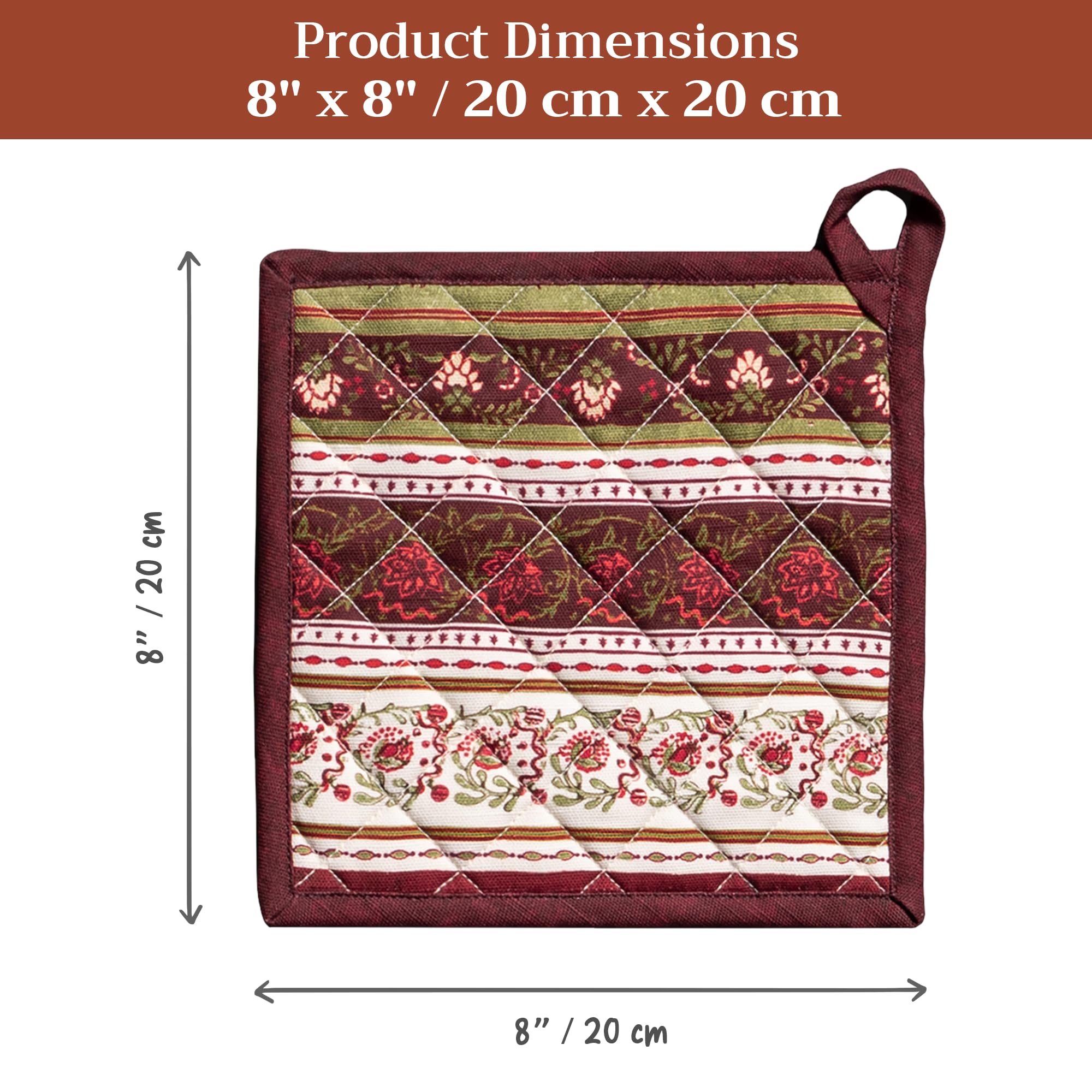 Maison d' Hermine Pot Holders 100% Cotton Potholders (8" x 8", Pack of 2)