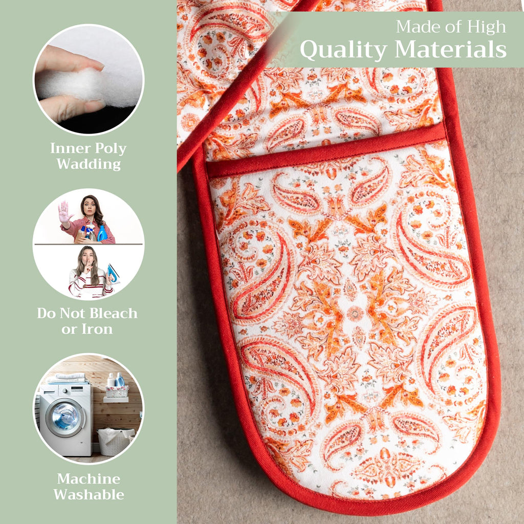 Maison d' Hermine Double Oven Mitts 100% Cotton Double Oven Glove (7"x35")