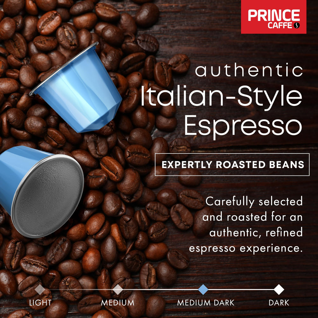 Prince Caffe Espresso Pods – PREMIUM Intensity 8 Medium Roast Coffee Capsules – Compatible with Nespresso, Pods for Original Line Machines – Premium Quality Espresso Capsules 3 x 10 Pack (30 Count)