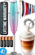 Zulay Kitchen Powerful Milk Frother Wand With Duracell Batteries - Ultra Fast Handheld Drink Mixer - Electric Whisk Foam Maker for Coffee, Lattes, Cappuccino & Matcha - Z1 Motor - Pink Spritz