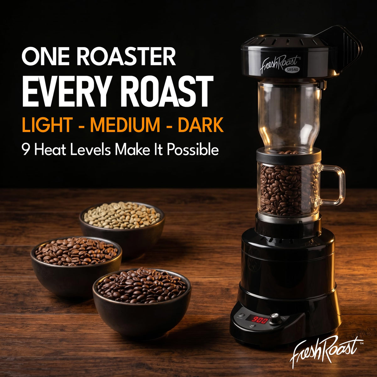 Fresh Roast SR540 Coffee Roaster Bundle with Glass Extension Tube, Digital Coffee Scale & Green Coffee Beans