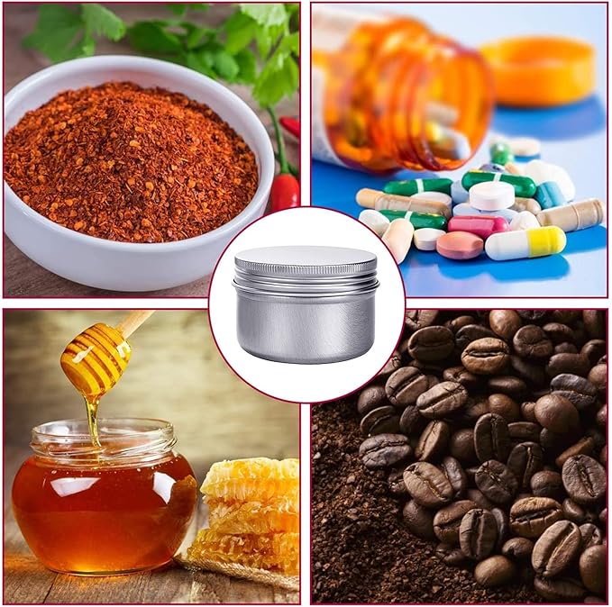 6 Ounce Aluminum Cans 180 mL Screw Lid Metal Storage Tins Containers for Storing Spices, Candies, Lip Balm, Candles, 6 Pcs.