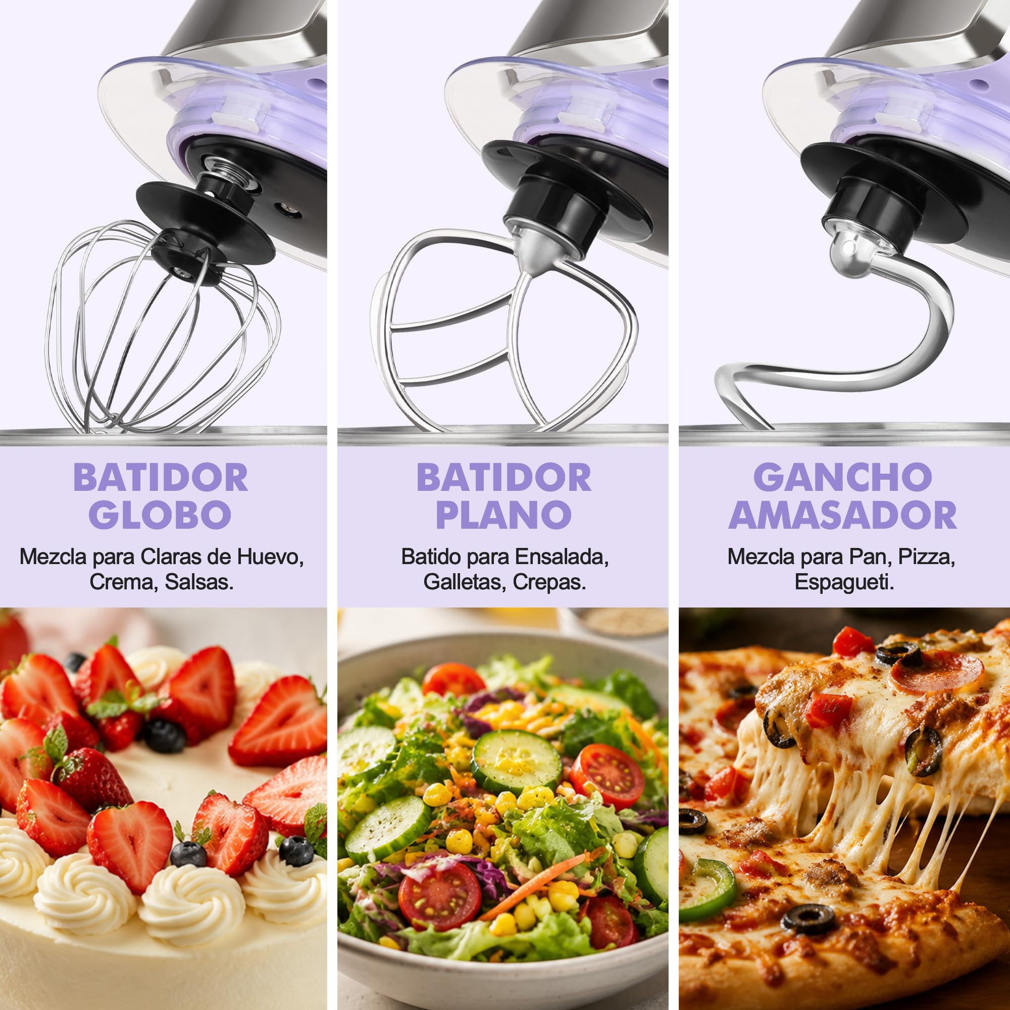 Stand Mixer, Kitchen in the box 3.2Qt Small Electric Food Mixer,6 Speeds Portable Lightweight Kitchen Mixer for Daily Use with Egg Whisk,Dough Hook,Flat Beater (Purple)