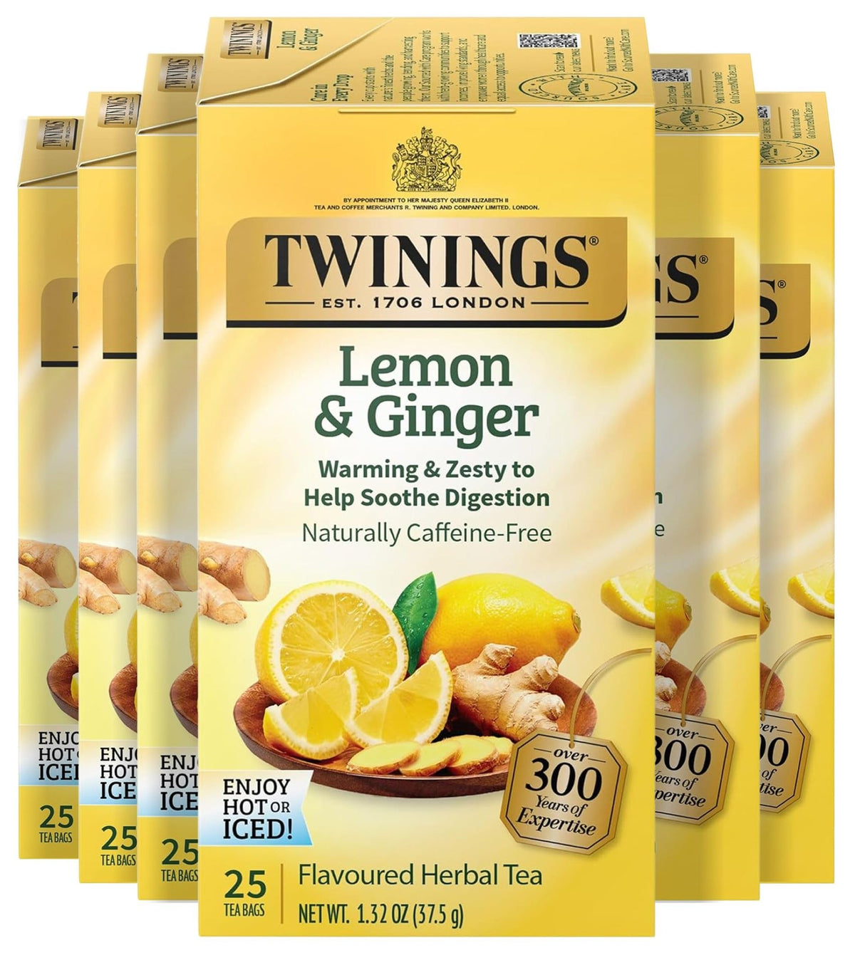 Twinings Decaffeinated English Breakfast Black Tea Individually Wrapped Bags, 25 Count (Pack of 6), Flavourful, Robust, Enjoy Hot or Iced, 150 Teabags