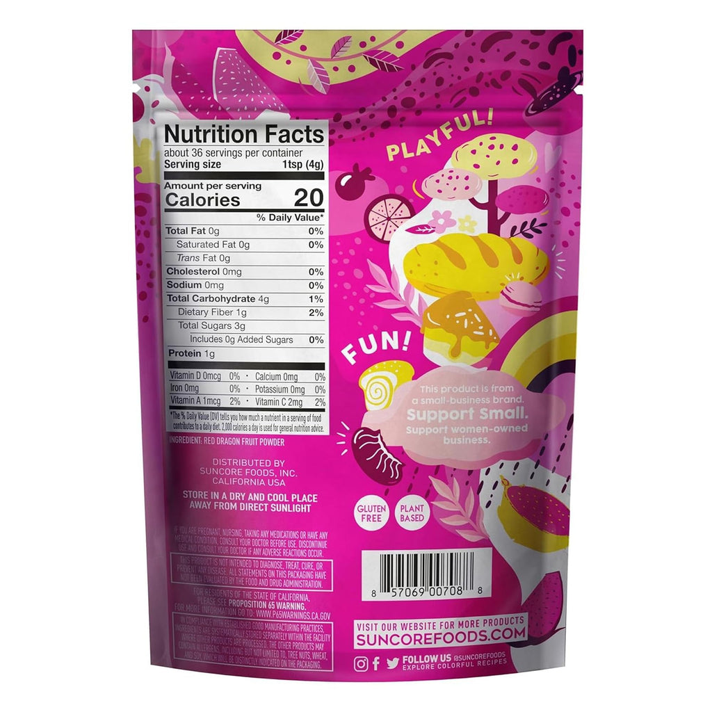 Suncore Foods Pink Pitaya Powder 5oz (Dragon Fruit) | Gluten Free | Vegan