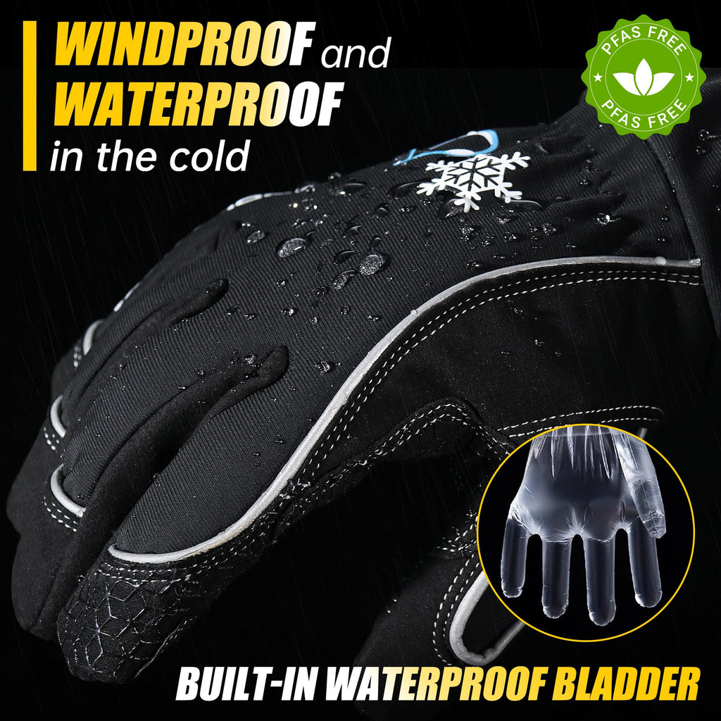 HANDLANDY Winter Work Gloves, 3M Thinsulate Waterproof Insulated Gloves, Warm Ski Glove for Shoveling Snow Outdoor, Gifts for Men Women
