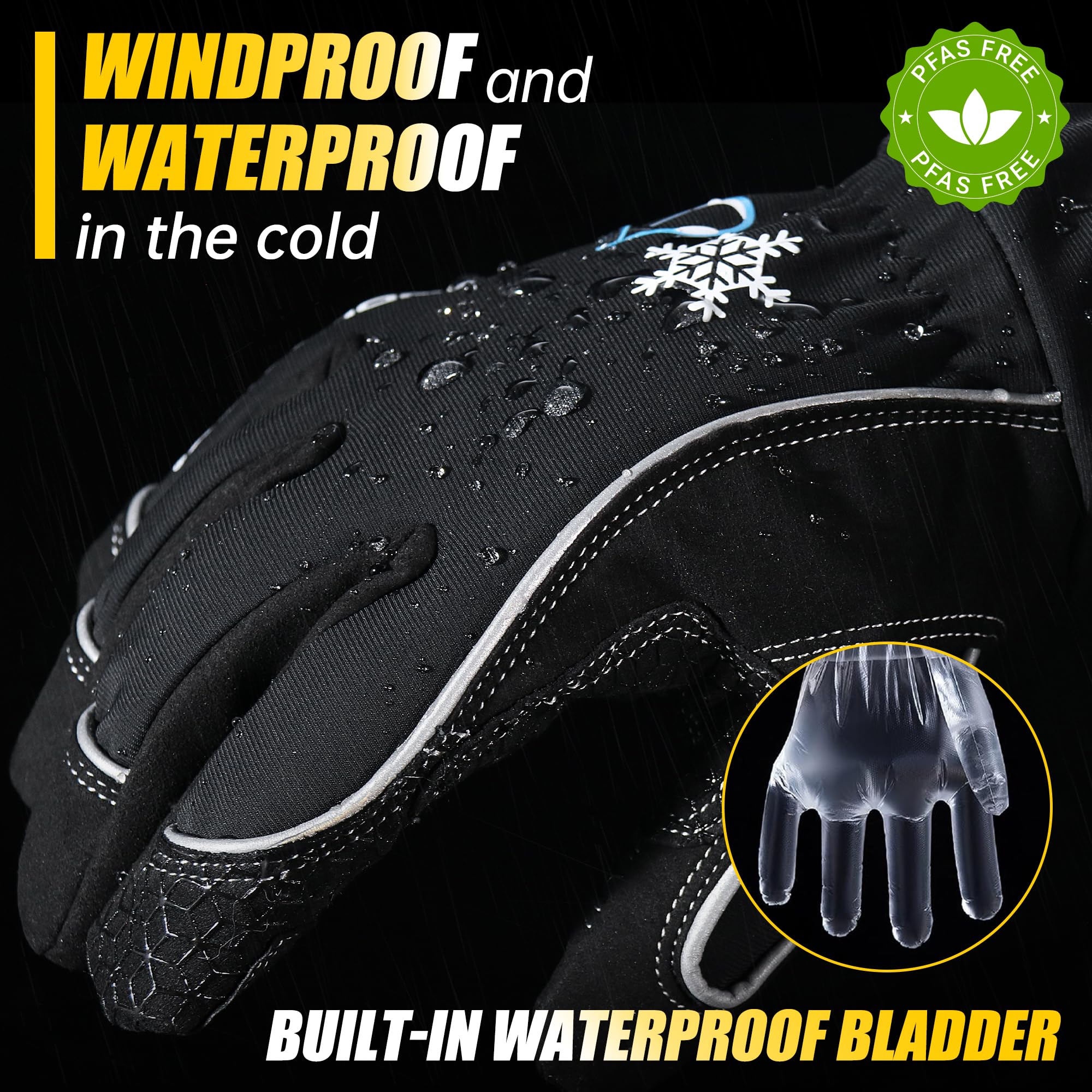 HANDLANDY Winter Work Gloves, 3M Thinsulate Waterproof Insulated Gloves, Warm Ski Glove for Shoveling Snow Outdoor, Gifts for Men Women