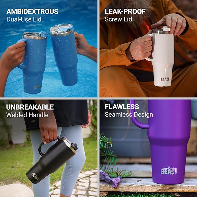 Beast 42 oz Tumbler Stainless Steel Vacuum Insulated Coffee Ice Cup Double Wall Travel Flask (Rainbow)