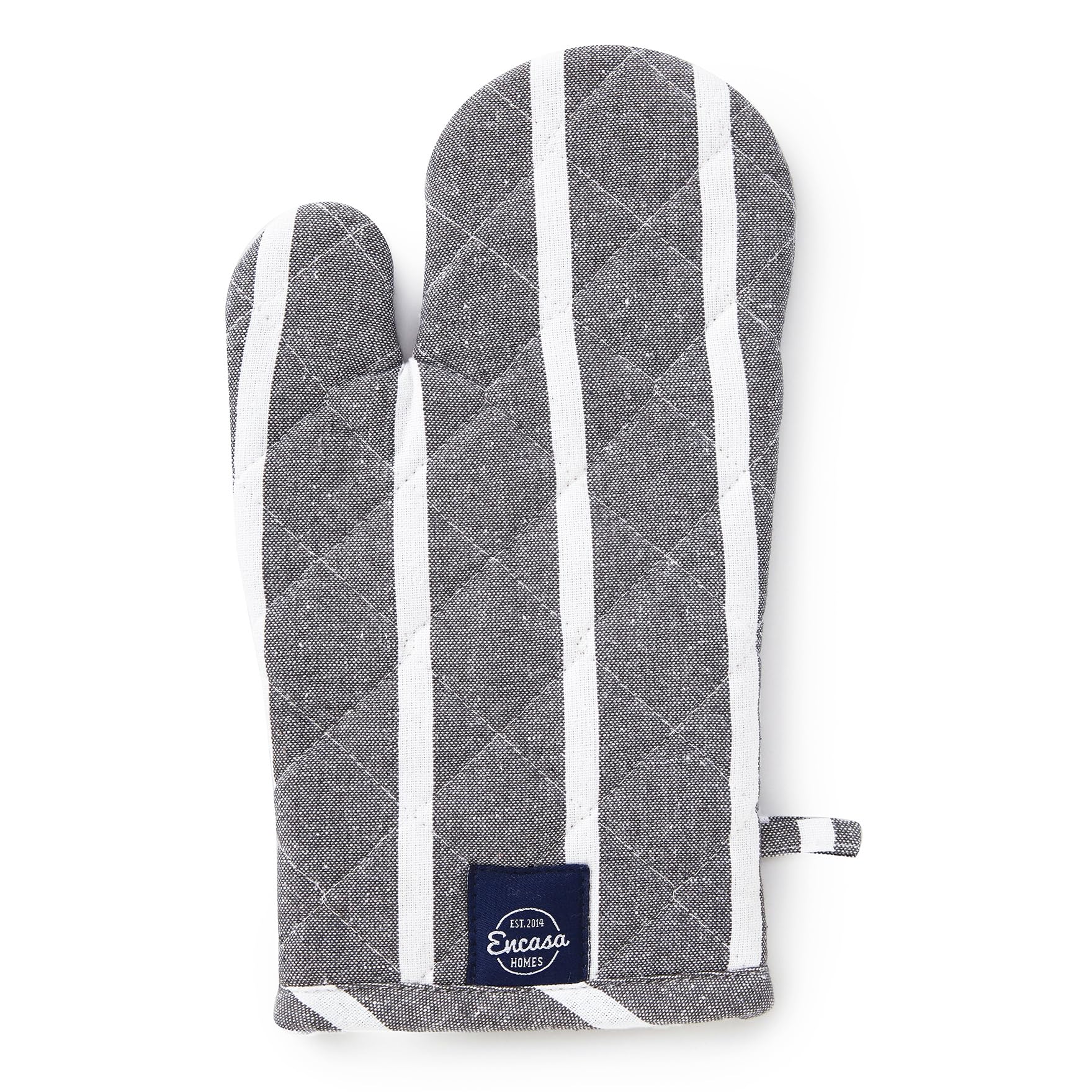 Encasa XO Oven Mitts, Heat Resistant Kitchen Cooking Gloves Roma Grey Stripes