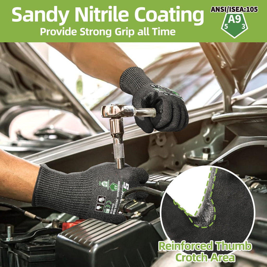 Schwer ProGuard High Level Cut Resistant Work Gloves PR3326 for Extreme Protection，ANSI A9 Cut Gloves with Reinforced Thumb, Non Slip, Durable, Touch-screen, Black 1 Pair（XXL）