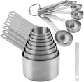 Measuring Cups and Spoons Set 20 for Dry & Liquid, Metric & US 18/8 Stainless Steel Measure Cups and Spoons Set with Leveler for Baking & Kitchen