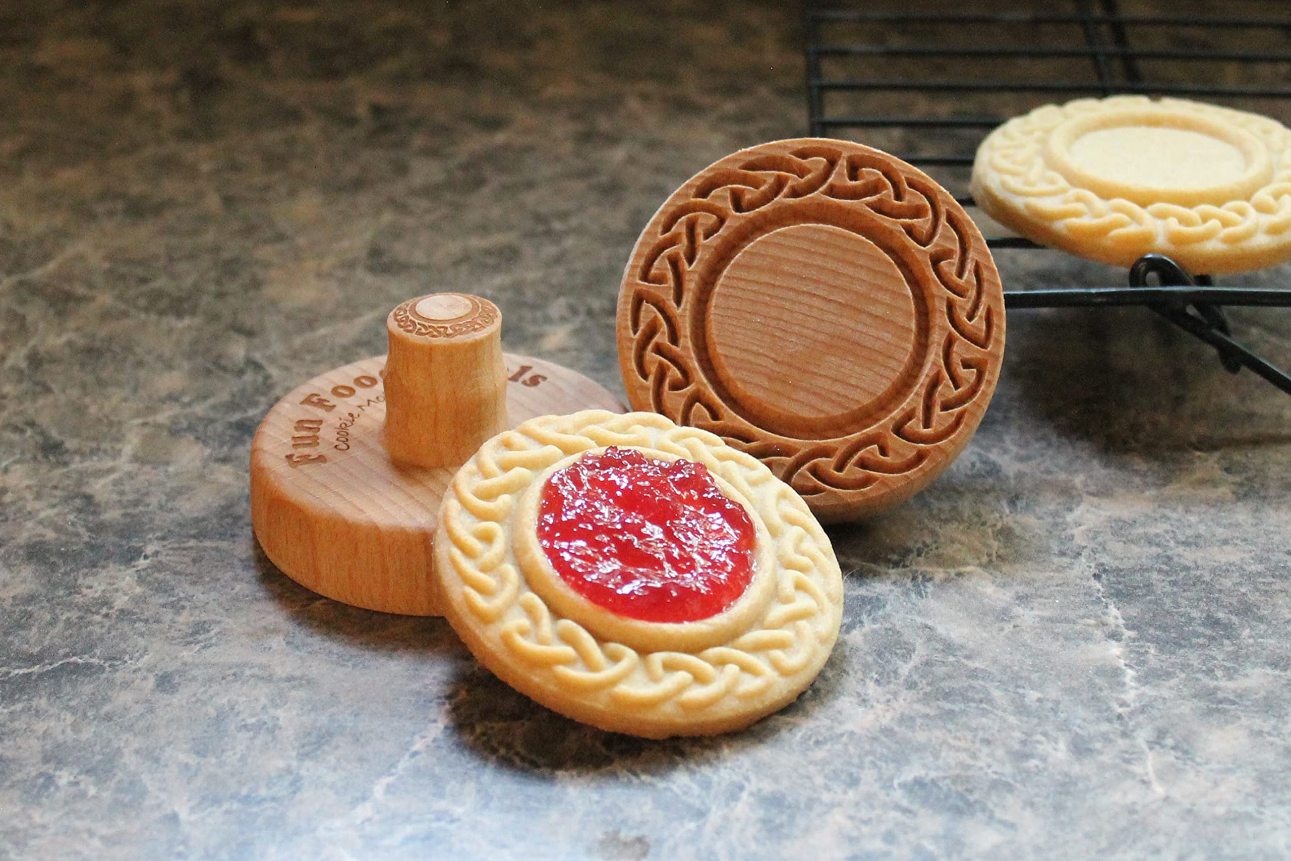 Fun Food Tools, Wood Cookie Stamp, 2.5 Inch (Celtic Frame CS-033)