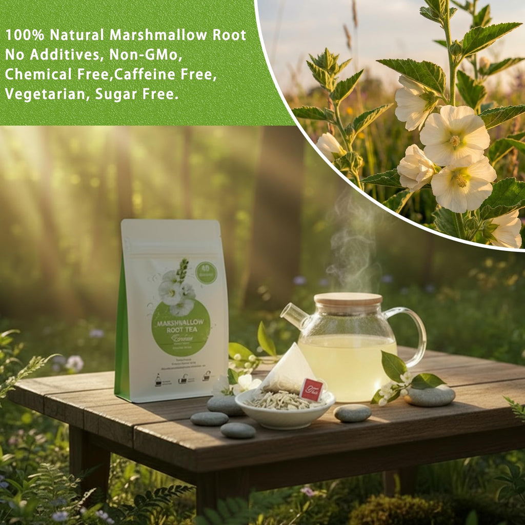 Samcci - Marshmallow Root Tea, 2g x 40 Tea Bags -100% Natural & Pure Dried Cut & Sifted Althaea Officinalis - No Sugar - No Caffeine - No Gluten - Vegan - Support Digestion & Respiratory