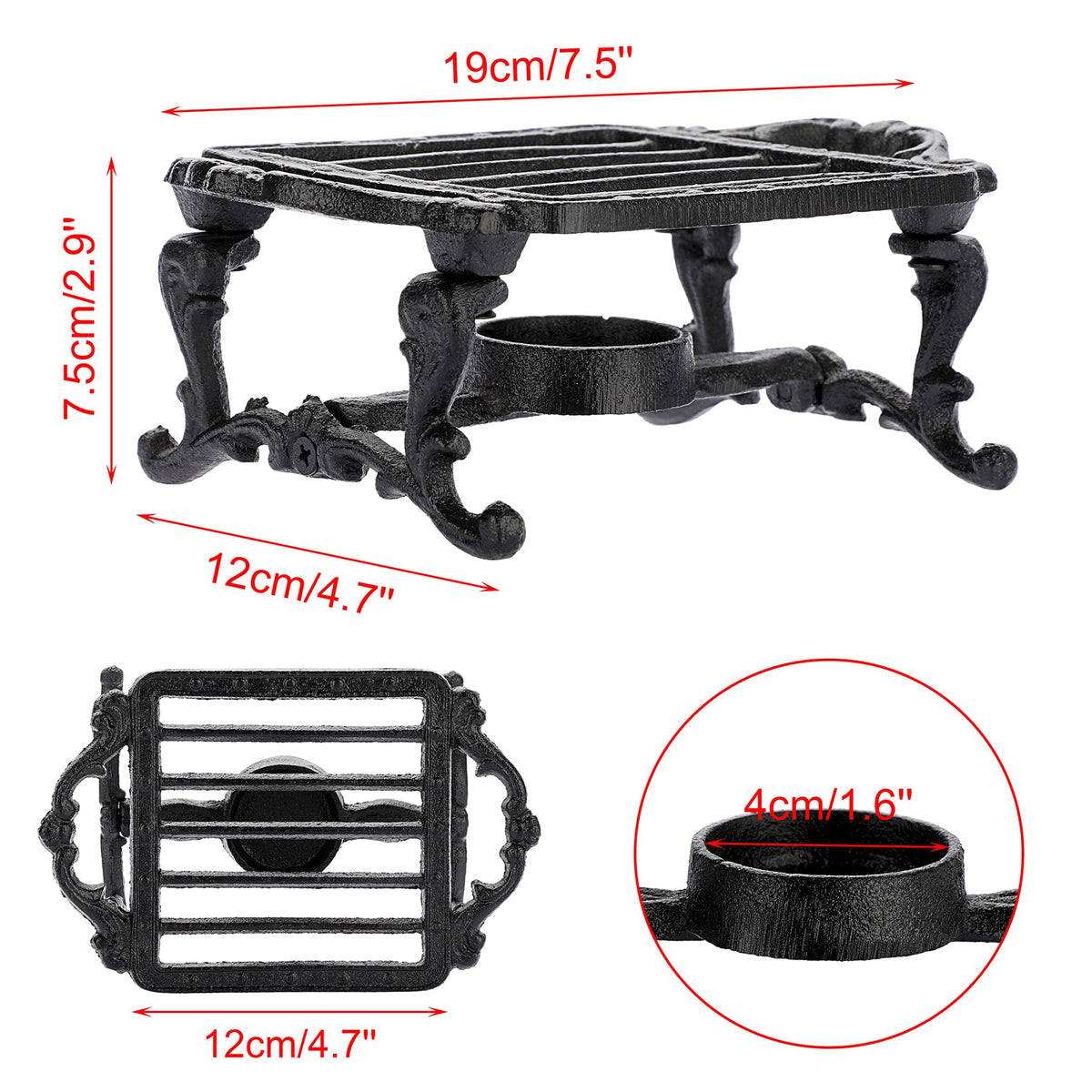 Sumnacon Tea Warmer Cast Iron Tea Pot Warmer with Tealight Candle Holder Sturdy Functional Teapot Warmer Stand for Office Party or Desk RetroTea Pot Heater for Heating Milk,Tea,Coffee,Food